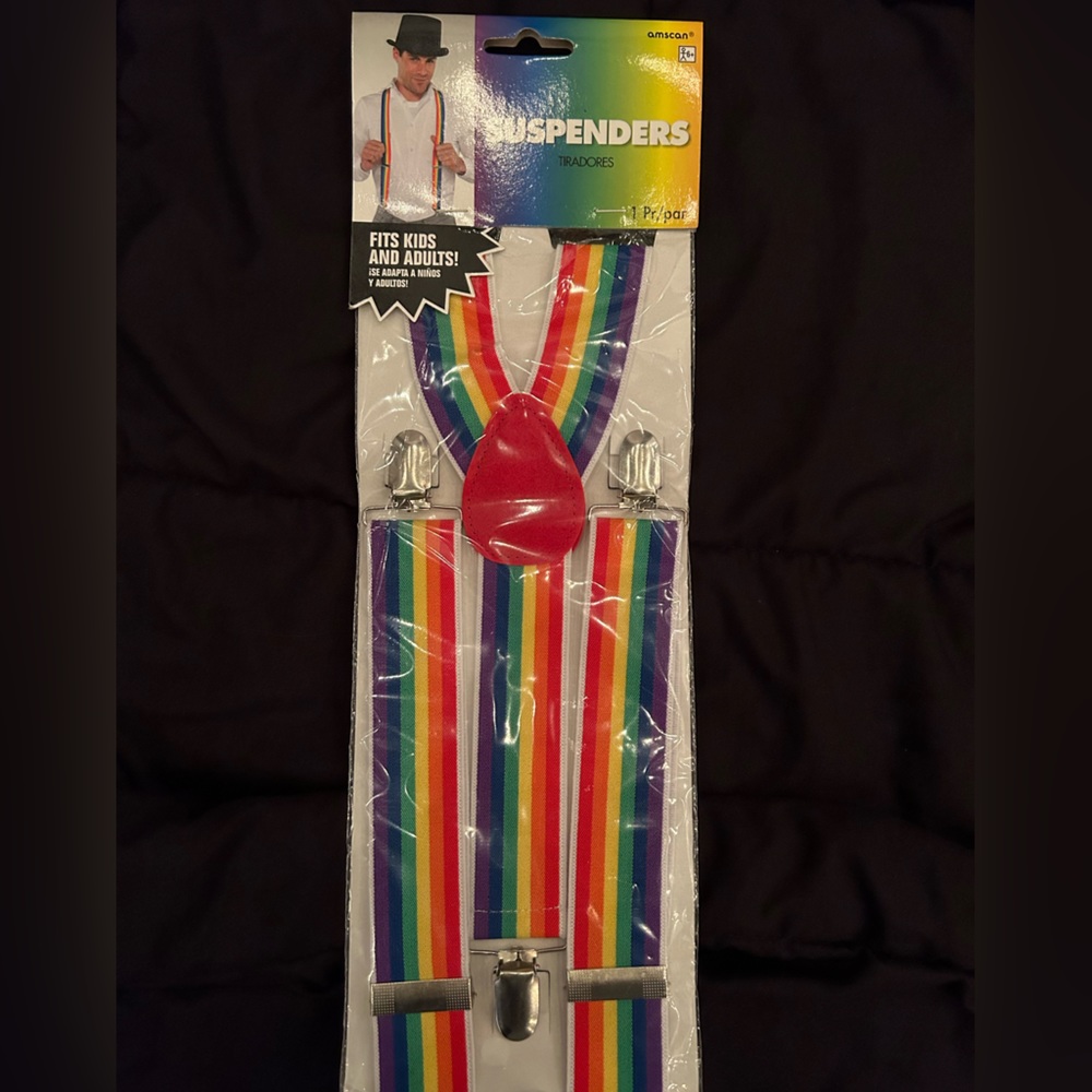 Rainbow suspenders, new never opened